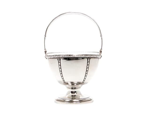 Sugar bowl, silver brass, crystal, Wilhelm Wolf, Germany, 1920s - DIMENSION