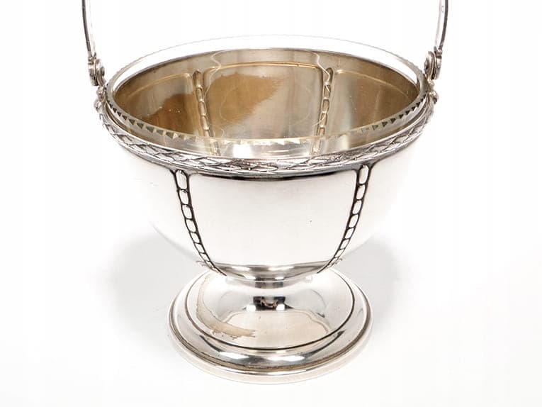 Sugar bowl, silver brass, crystal, Wilhelm Wolf, Germany, 1920s - 365095