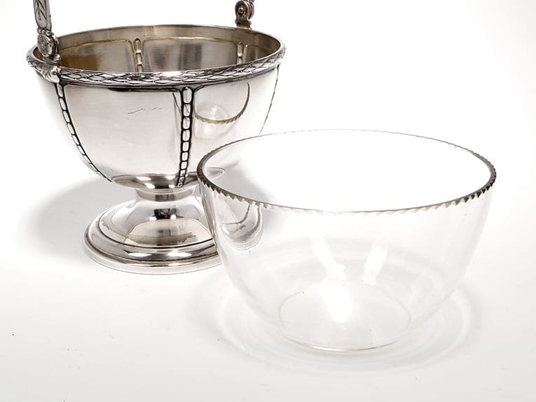 Sugar bowl, silver brass, crystal, Wilhelm Wolf, Germany, 1920s - 365090
