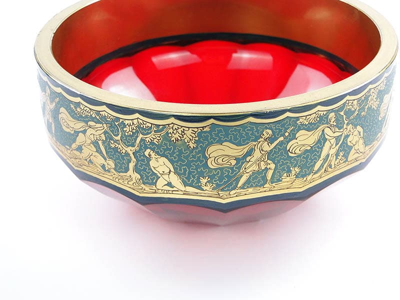 Jardiniere Art Deco, ruby glass, gilt, by J. Hoffmann, Moser, Czechia, 1920s - 365116