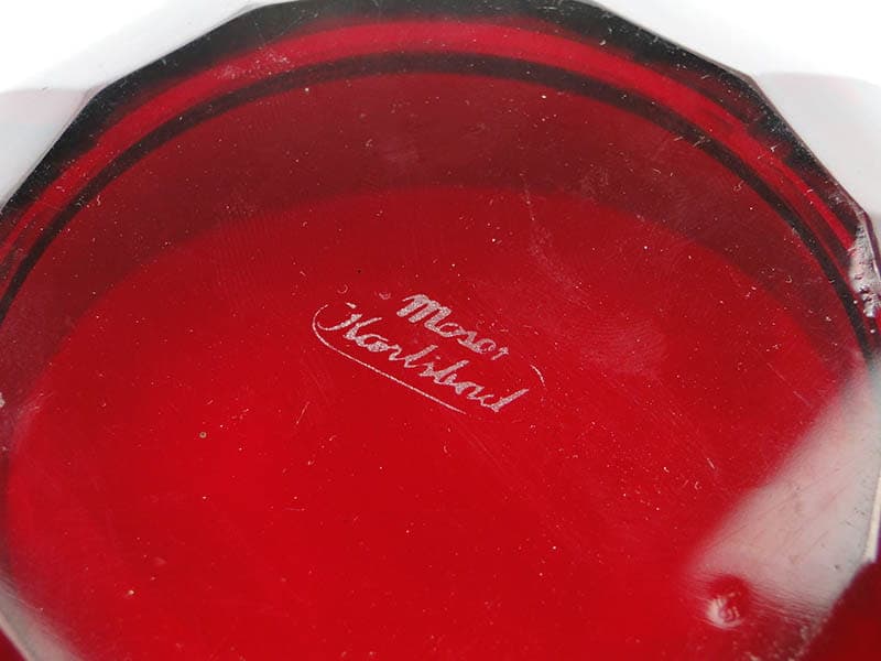 Jardiniere Art Deco, ruby glass, gilt, by J. Hoffmann, Moser, Czechia, 1920s - 365121