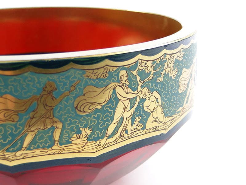 Jardiniere Art Deco, ruby glass, gilt, by J. Hoffmann, Moser, Czechia, 1920s - 365119