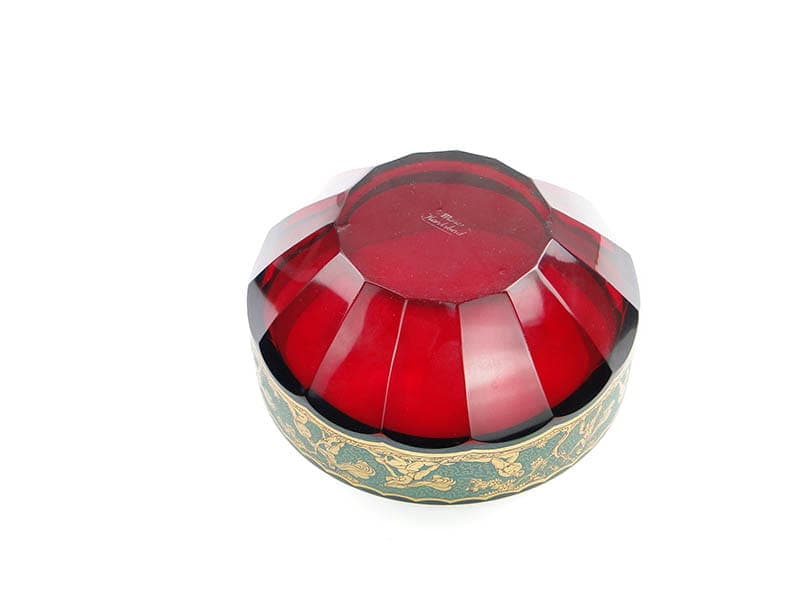 Jardiniere Art Deco, ruby glass, gilt, by J. Hoffmann, Moser, Czechia, 1920s - 365120