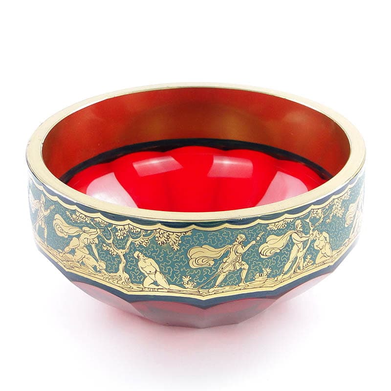 Jardiniere Art Deco, ruby glass, gilt, by J. Hoffmann, Moser, Czechia, 1920s - 365117