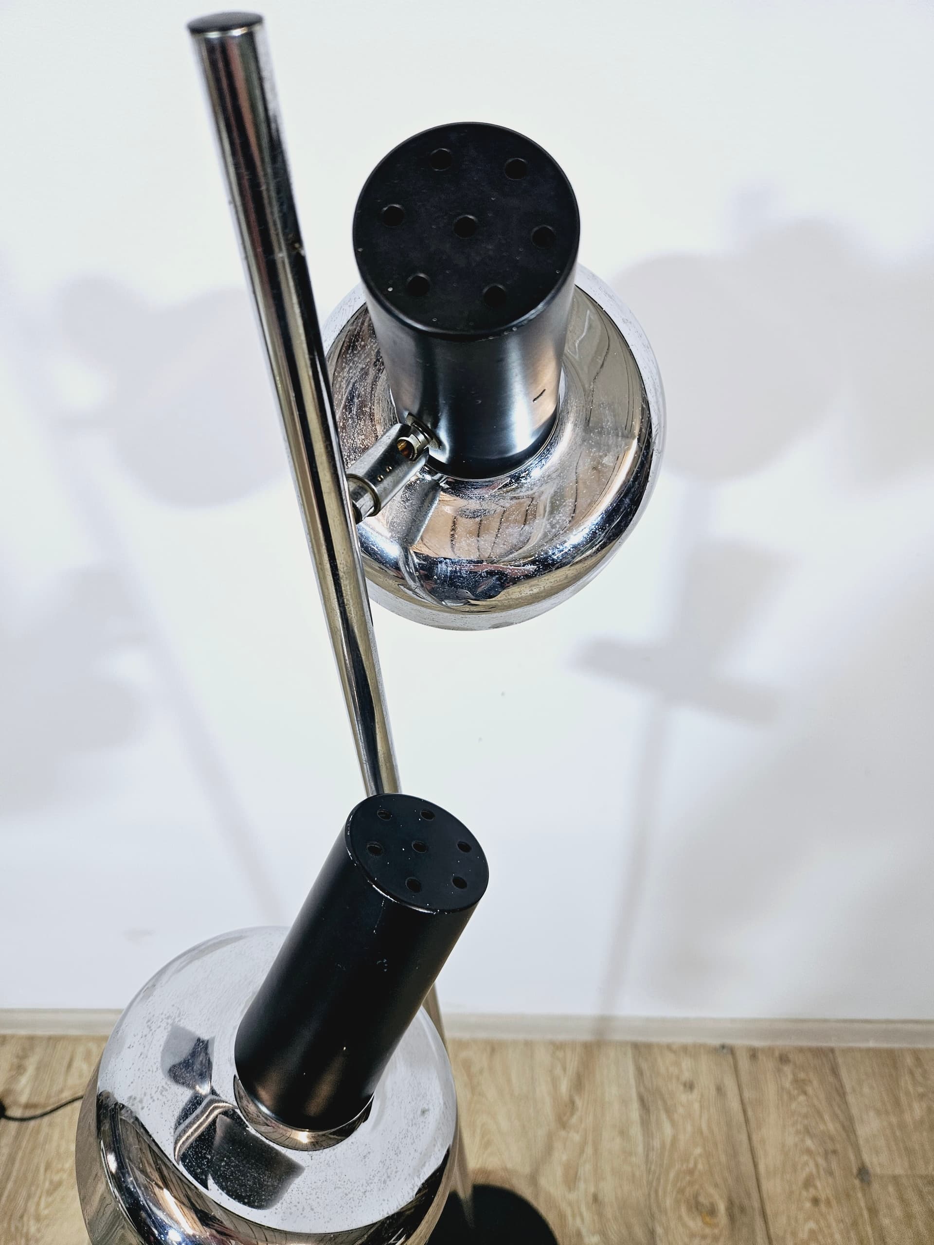 Floor lamp DBGM, silver black, chrome steel plastic, Germany, 1970s. - 365127