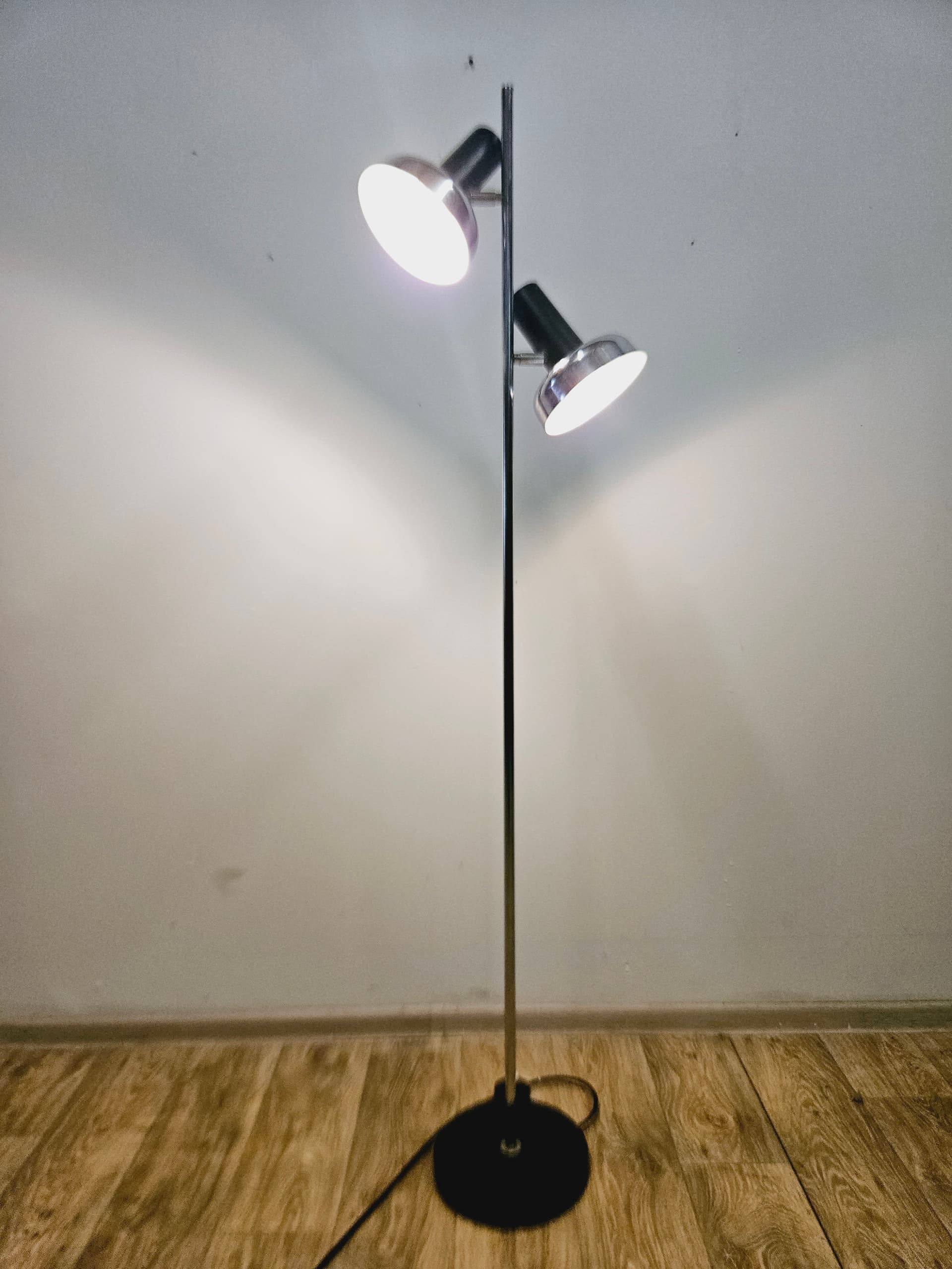 Floor lamp DBGM, silver black, chrome steel plastic, Germany, 1970s. - 365135