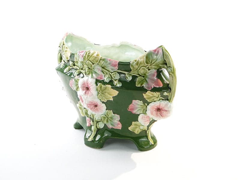 Art Nouveau Jardiniere, green, ceramic, Eichwald, Germany, early 20th century - 365171