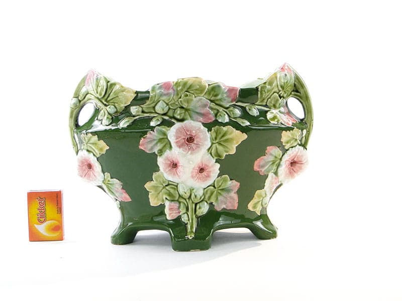 Art Nouveau Jardiniere, green, ceramic, Eichwald, Germany, early 20th century - 365168