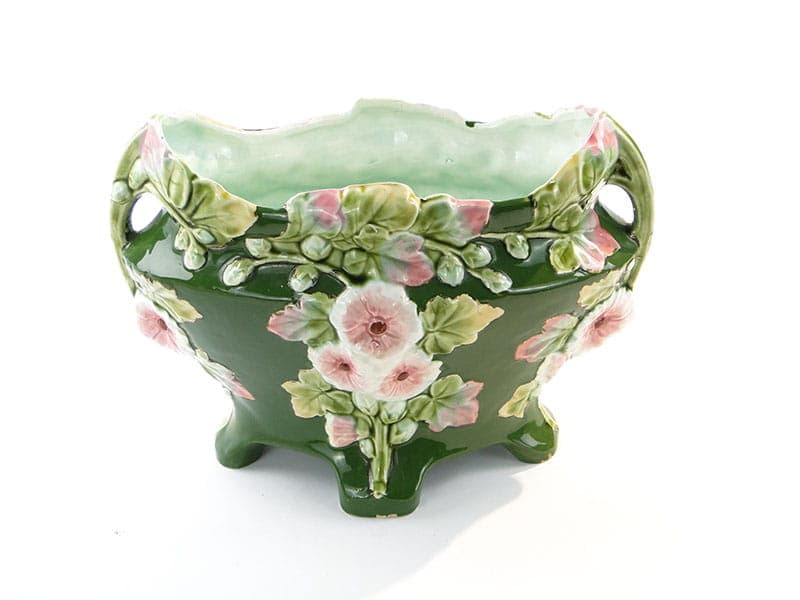 Art Nouveau Jardiniere, green, ceramic, Eichwald, Germany, early 20th century - 365169