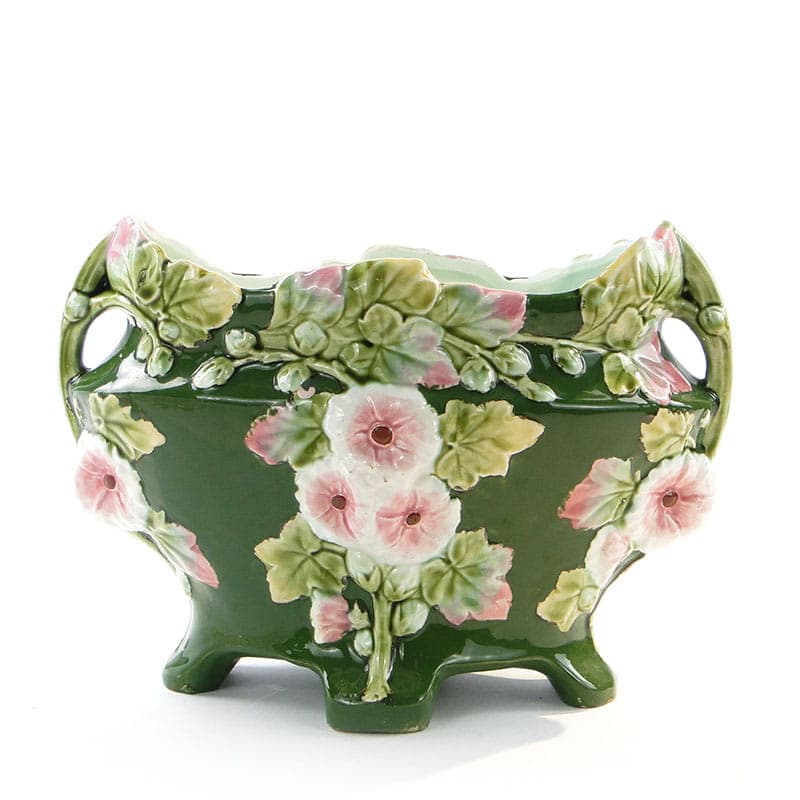 Art Nouveau Jardiniere, green, ceramic, Eichwald, Germany, early 20th century - 365170