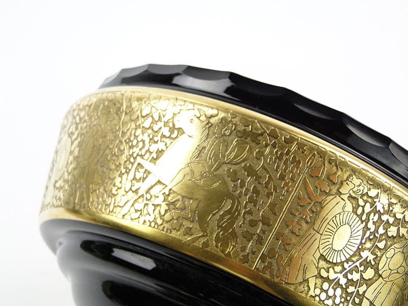 Jardiniere Art Deco, amethyst black glass, gold, by R. Wels, Moser, Czechia, 1920s - 365208