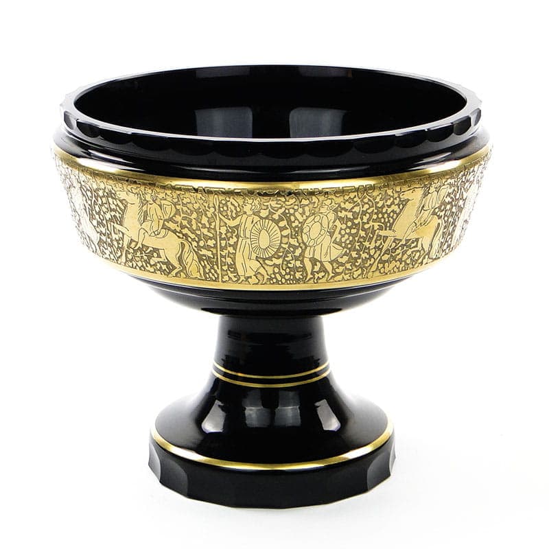 Jardiniere Art Deco, amethyst black glass, gold, by R. Wels, Moser, Czechia, 1920s - 365201