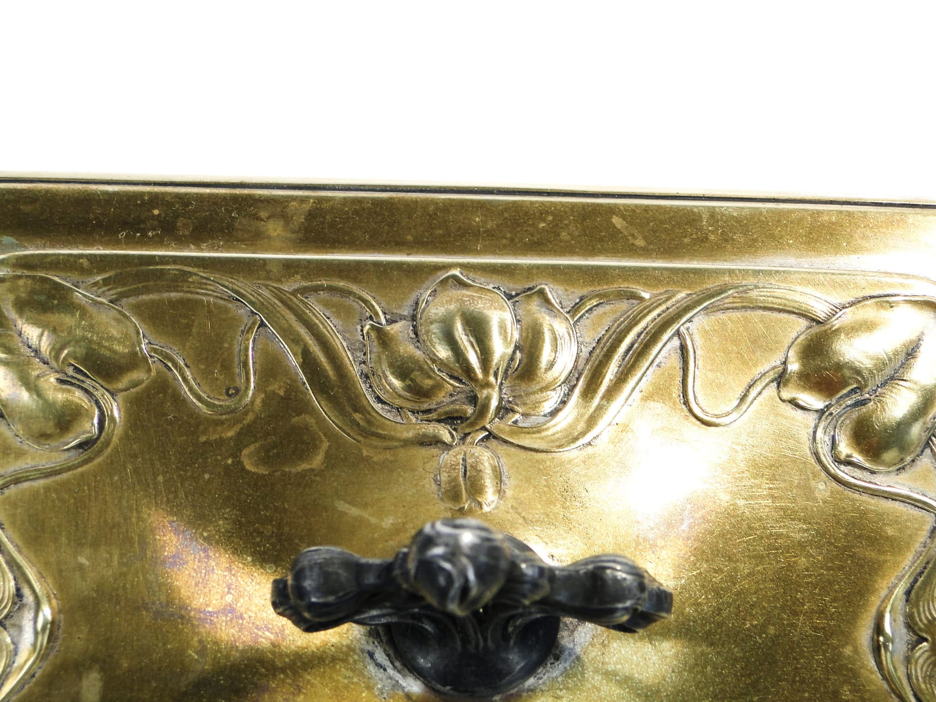 Biscuit box Art Nouveau, clear crystal, brass gold, silver, by A. Mayer, WMF, Germany, early 20th c. - 365231