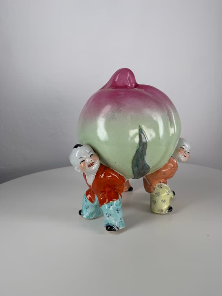 Figurine Three Boys with Longevity Peach, Famille Rose, white porcelain, China, 1970s - 365271