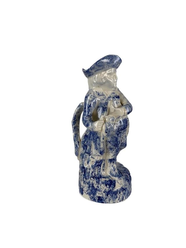 Jug Toby Jug, white blue, ceramic, Denmark, 1970s. - DIMENSION