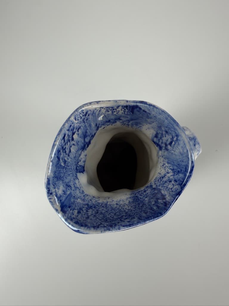 Jug Toby Jug, white blue, ceramic, Denmark, 1970s. - 365282