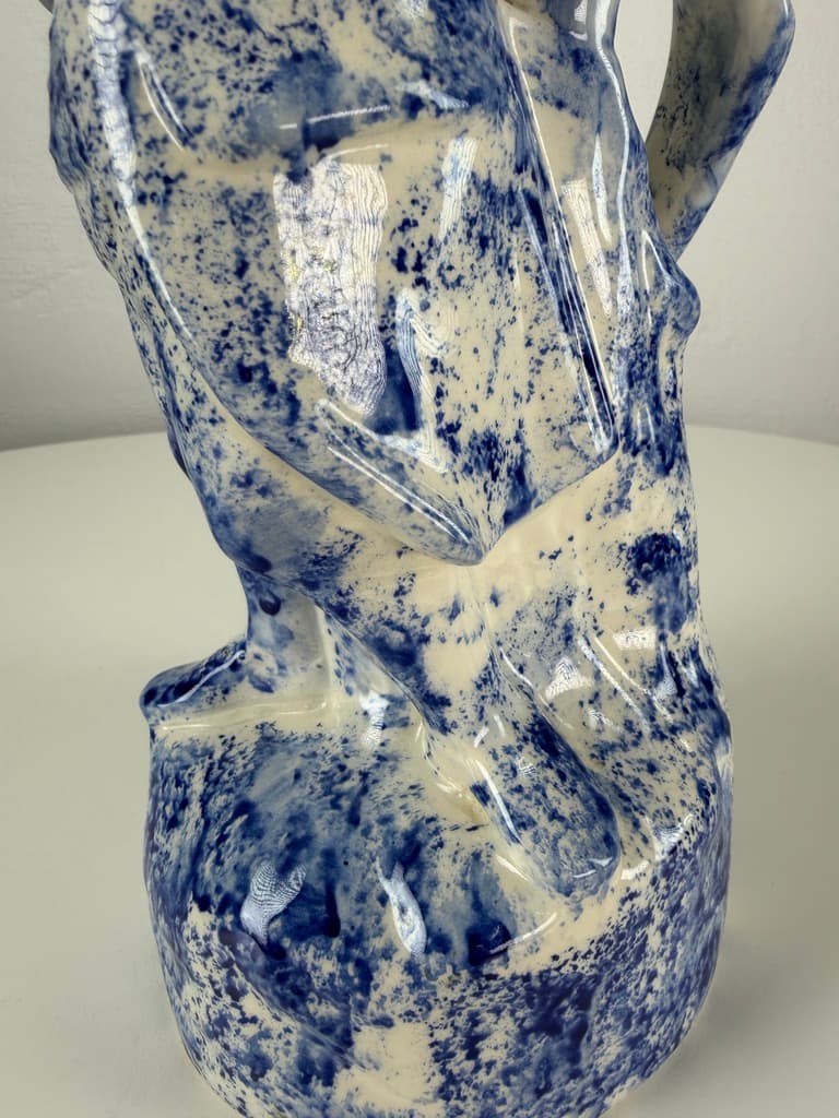 Jug Toby Jug, white blue, ceramic, Denmark, 1970s. - 365283