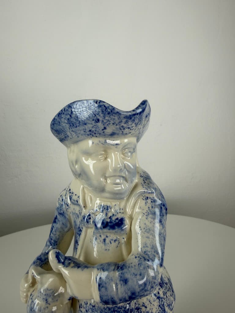 Jug Toby Jug, white blue, ceramic, Denmark, 1970s. - 365278