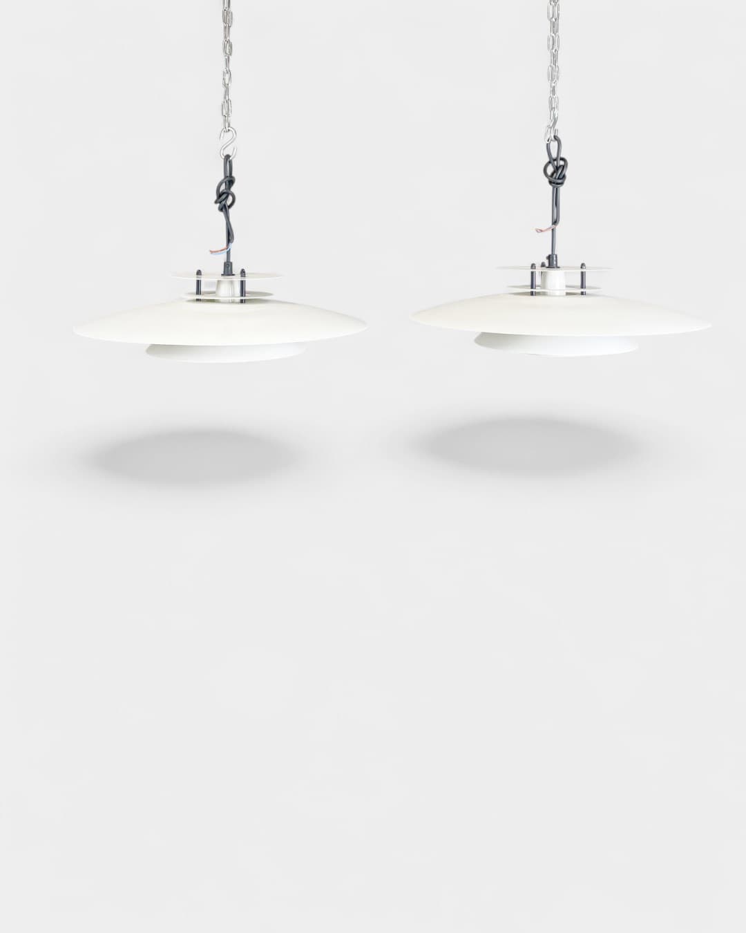 Pair of pendant lamps Laterna Danica Ø50 cm, white metal, by J. Buchwald, Nordlux, Denmark, 1970s. - 365356