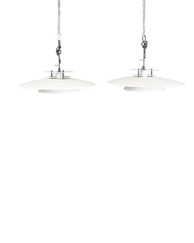 Pair of pendant lamps Laterna Danica Ø50 cm, white metal, by J. Buchwald, Nordlux, Denmark, 1970s. - DIMENSION
