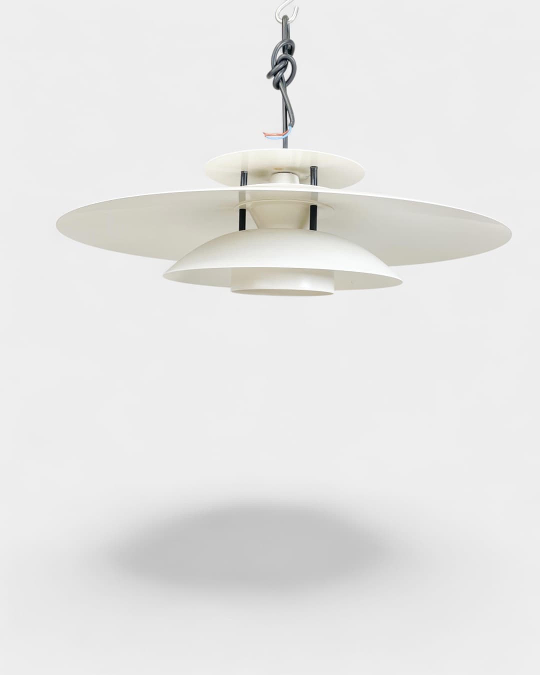 Pair of pendant lamps Laterna Danica Ø50 cm, white metal, by J. Buchwald, Nordlux, Denmark, 1970s. - 365354