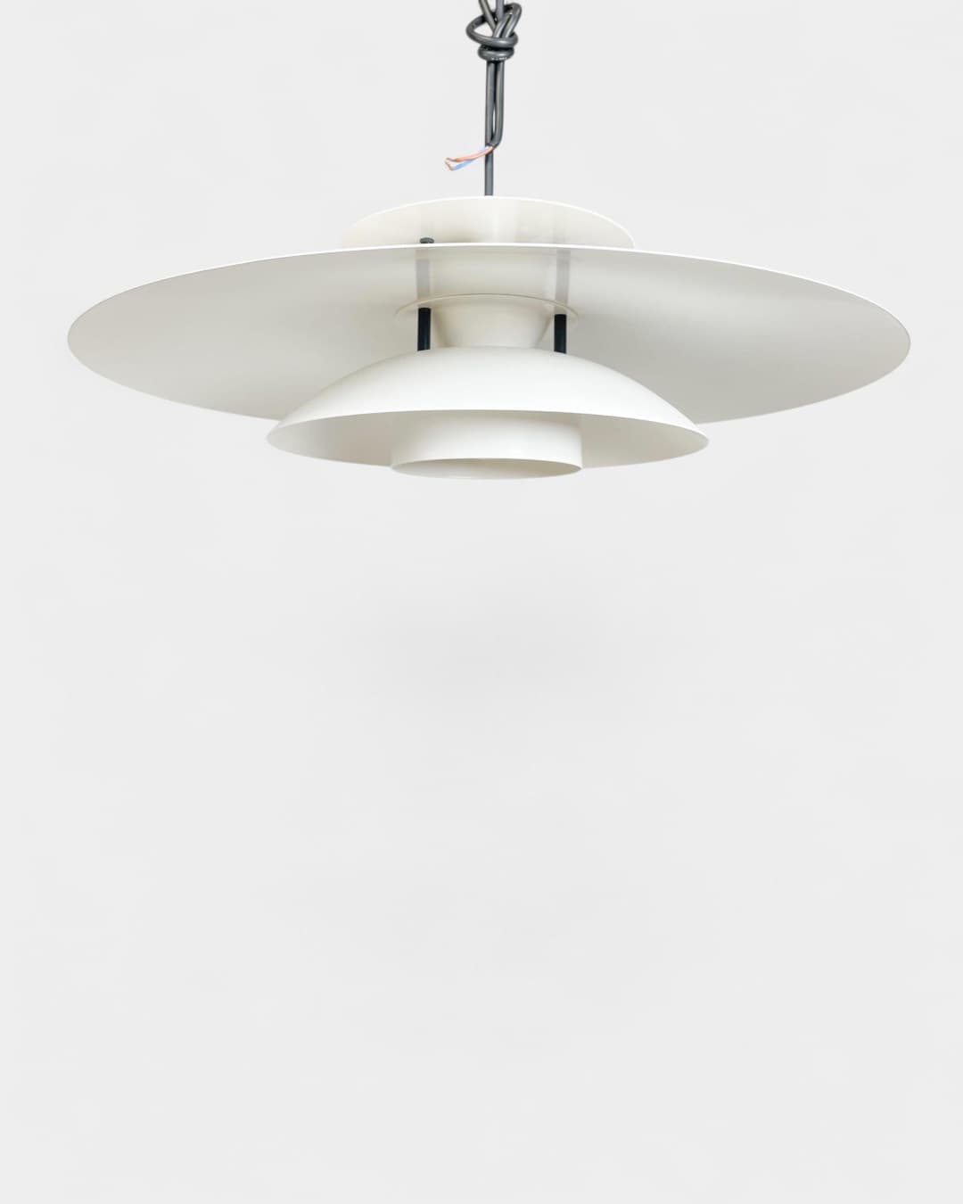 Pair of pendant lamps Laterna Danica Ø50 cm, white metal, by J. Buchwald, Nordlux, Denmark, 1970s. - 365353