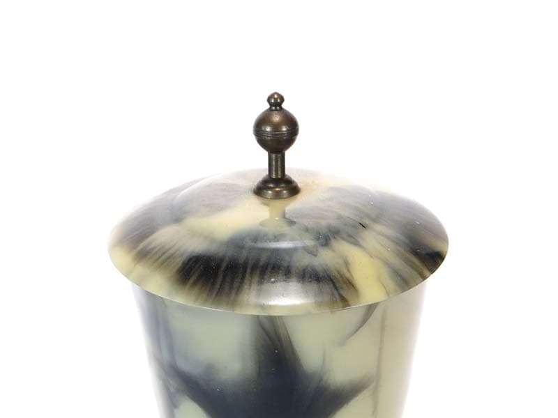 Marbled cup, white grey black bakelite, gold brass, Poland, 1950s - 365371