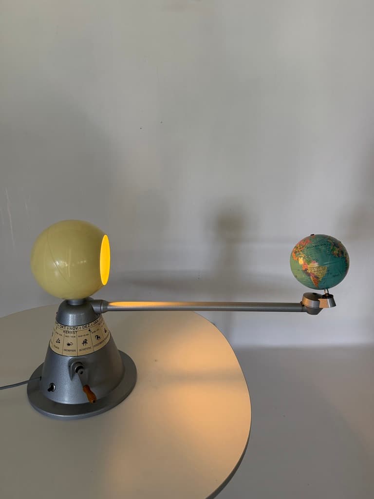 Tellurium, silver metal, yellow plastic, paper, Germany, 1960s. - 365410