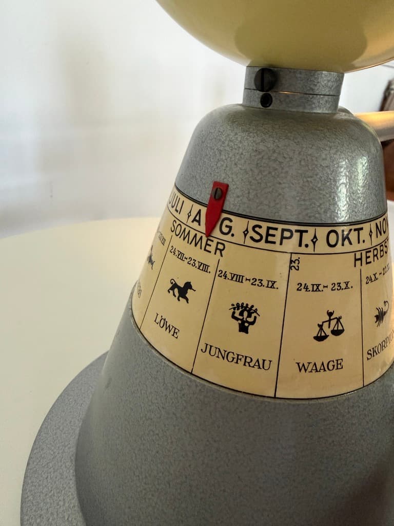 Tellurium, silver metal, yellow plastic, paper, Germany, 1960s. - 365411