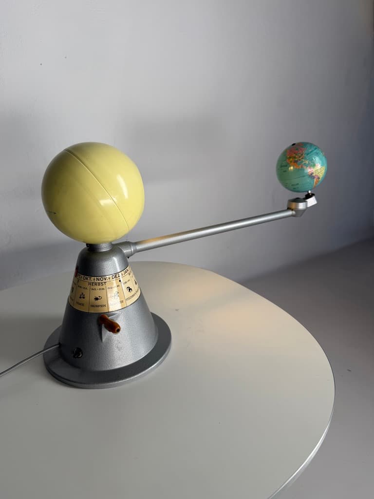 Tellurium, silver metal, yellow plastic, paper, Germany, 1960s. - 365416