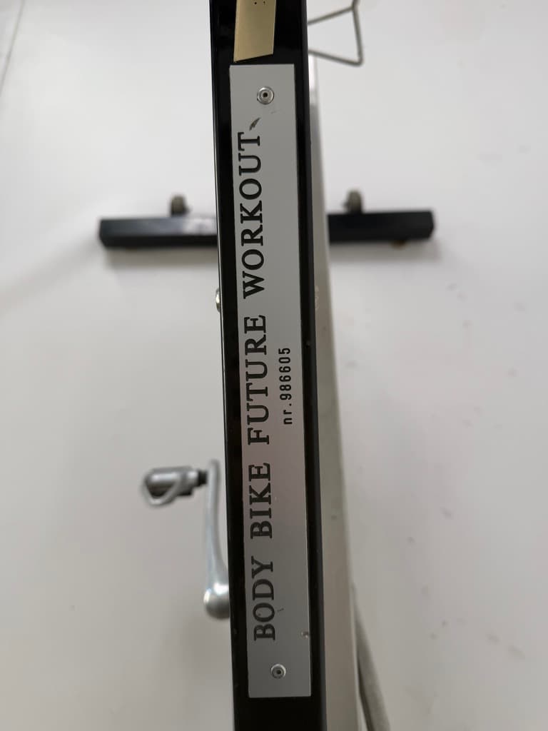 Spinning bike Body Bike Future Workout, brushed steel silver, aluminum silver, wood brown, Denmark, 1990s. - 365441