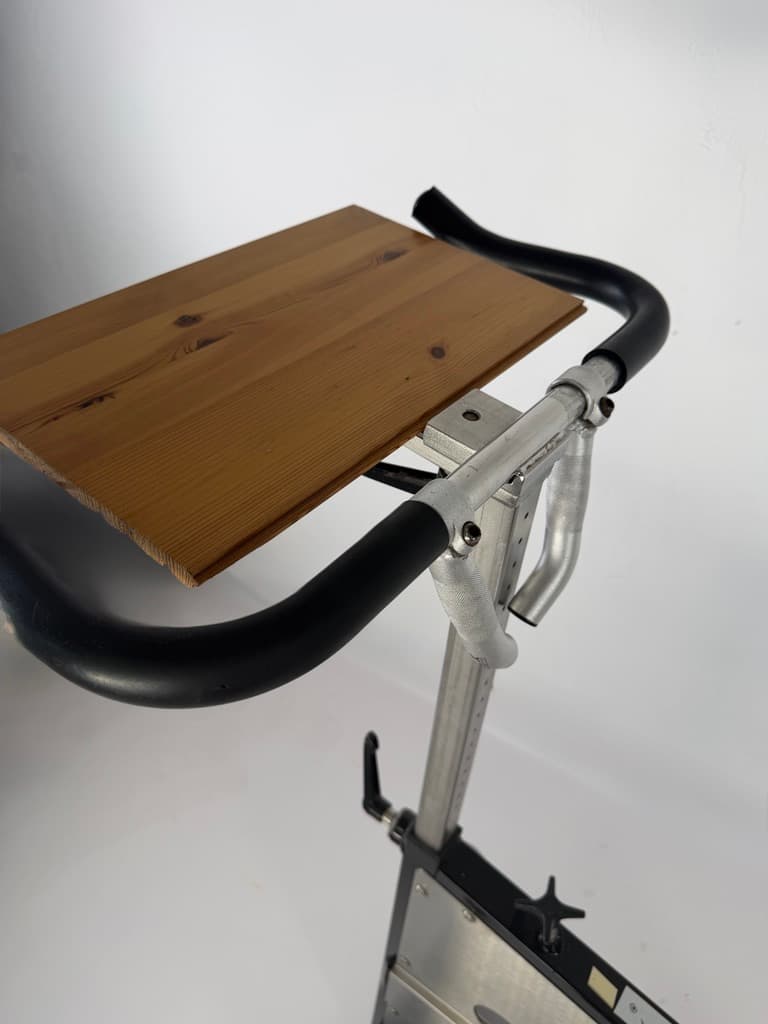 Spinning bike Body Bike Future Workout, brushed steel silver, aluminum silver, wood brown, Denmark, 1990s. - 365442
