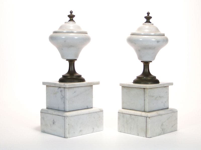 Pair of Neoclassical Garnitures, white marble, bronze, France, 19th century - 365461