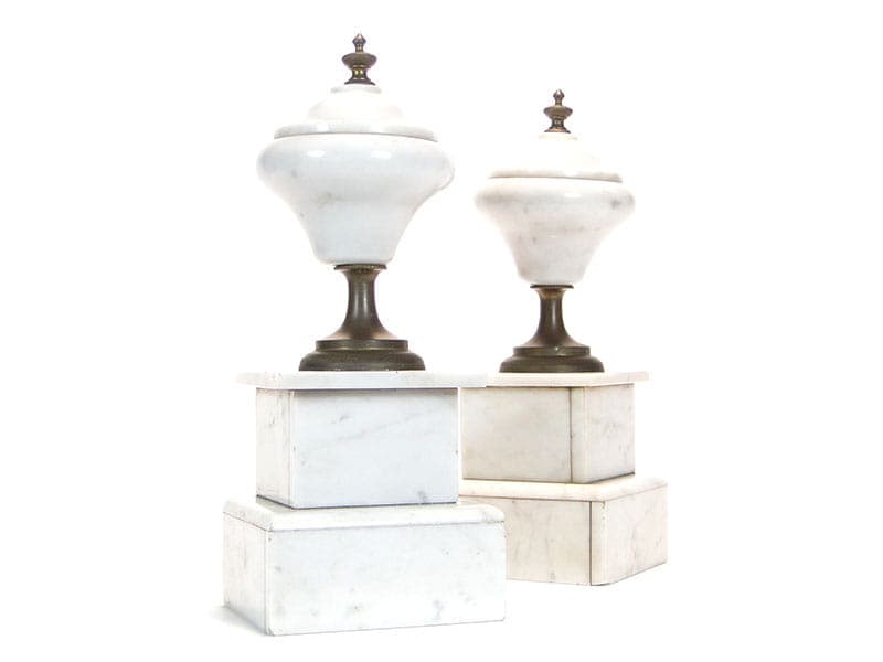 Pair of Neoclassical Garnitures, white marble, bronze, France, 19th century - 365466