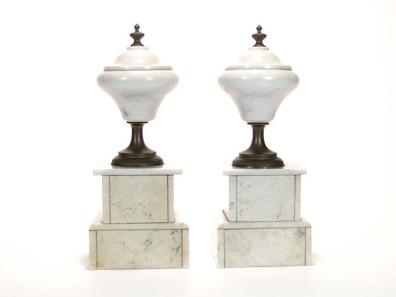 Pair of Neoclassical Garnitures, white marble, bronze, France, 19th century - 365456