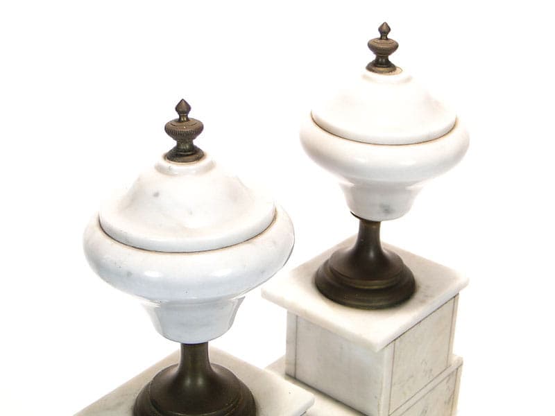 Pair of Neoclassical Garnitures, white marble, bronze, France, 19th century - 365459