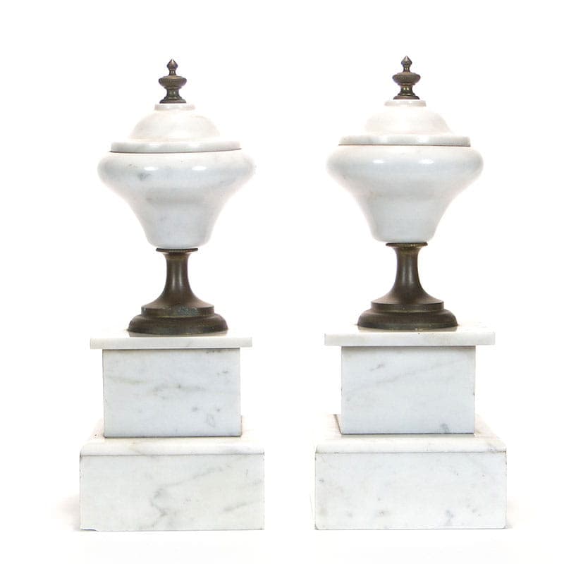 Pair of Neoclassical Garnitures, white marble, bronze, France, 19th century - 365457
