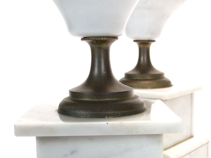 Pair of Neoclassical Garnitures, white marble, bronze, France, 19th century - 365465