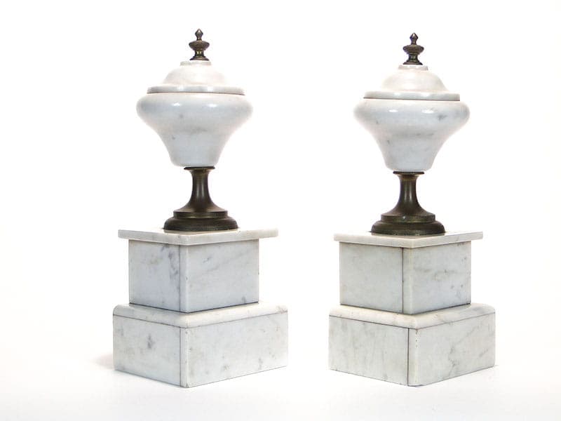 Pair of Neoclassical Garnitures, white marble, bronze, France, 19th century - 365462