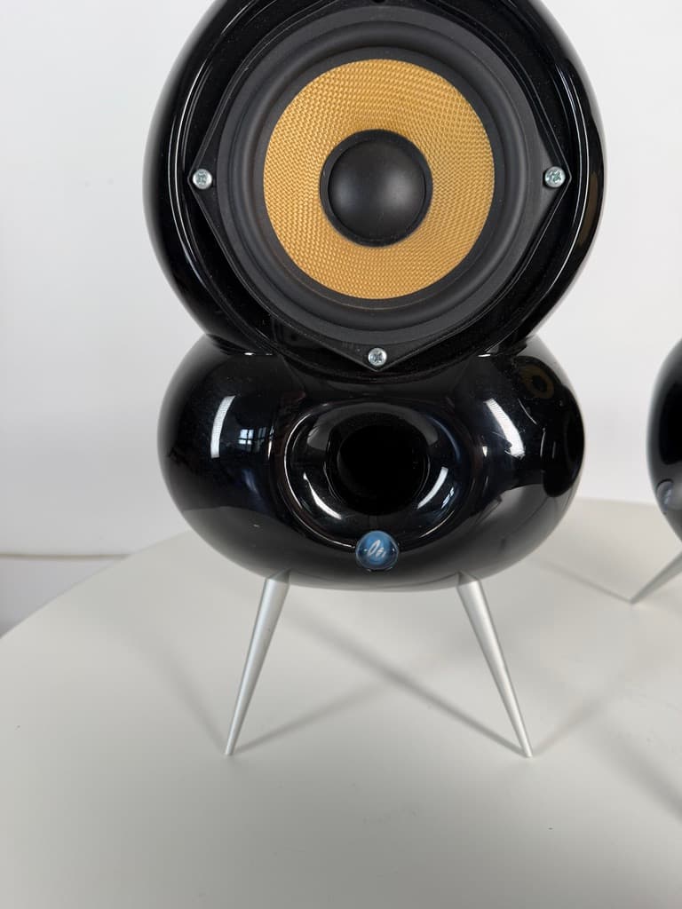 Set of four speakers MiniPod and MicroPod, black, plastic, aluminium, by S. Ghahary, Denmark - 365471