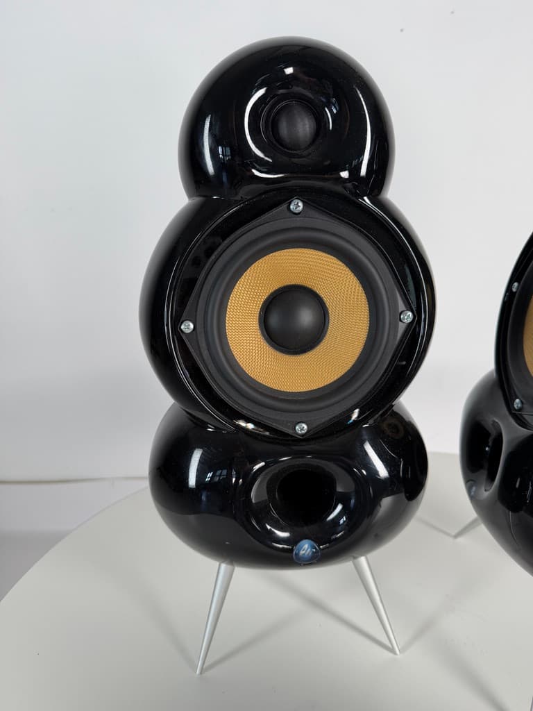 Set of four speakers MiniPod and MicroPod, black, plastic, aluminium, by S. Ghahary, Denmark - 365474