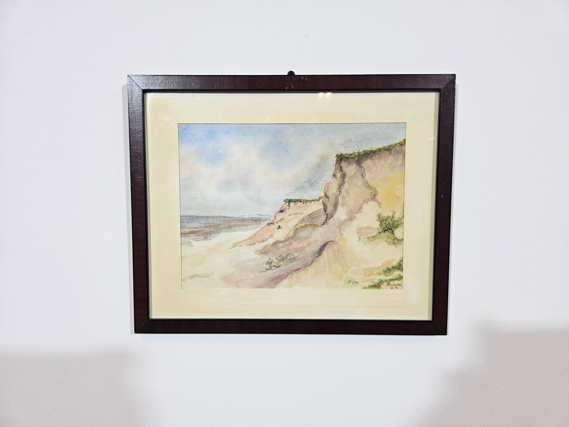 Artwork Wybrzeże, beige blue pastel, paper, 1980s, 26x32.5 cm - 365514