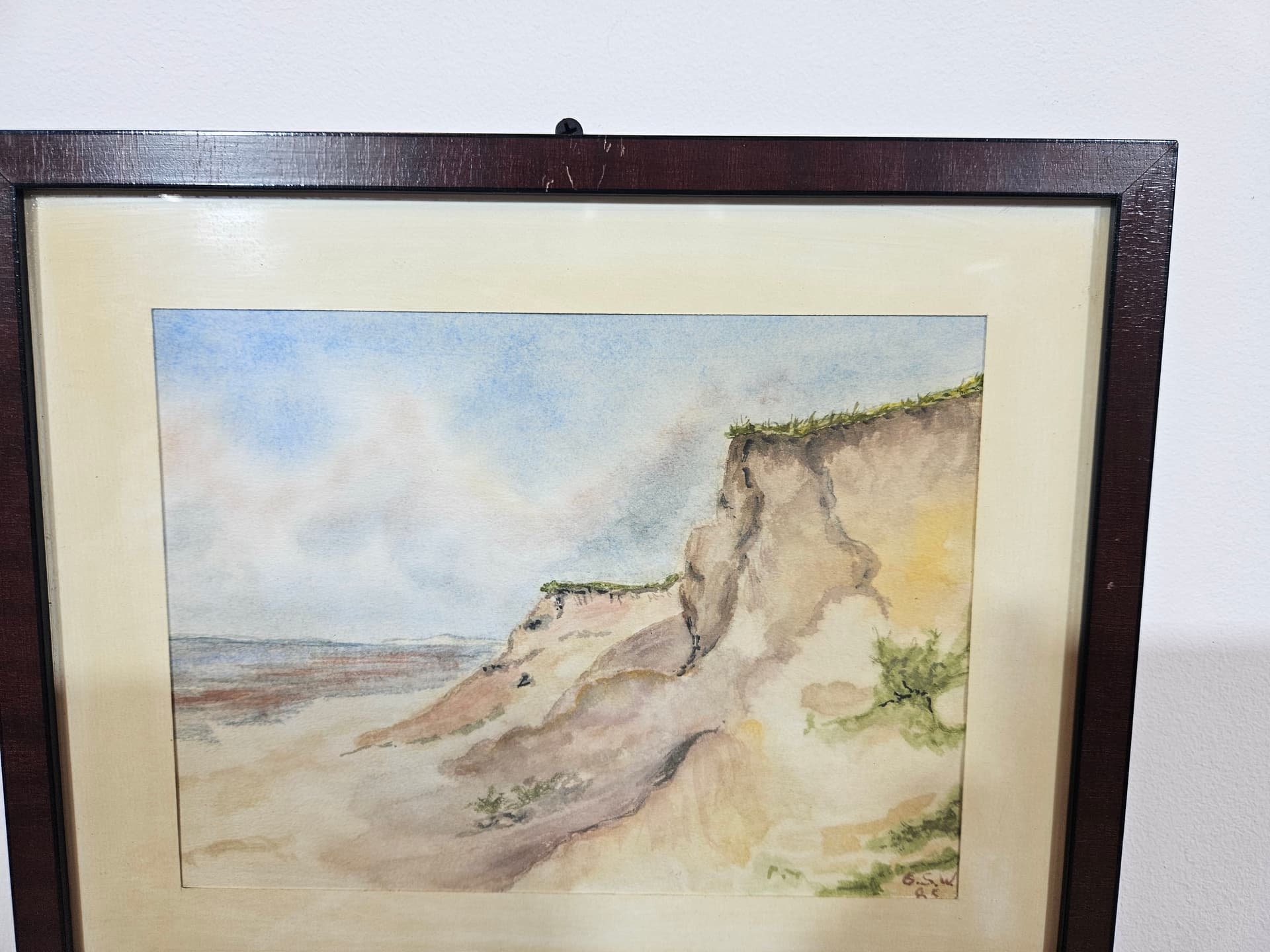 Artwork Wybrzeże, beige blue pastel, paper, 1980s, 26x32.5 cm - 365510