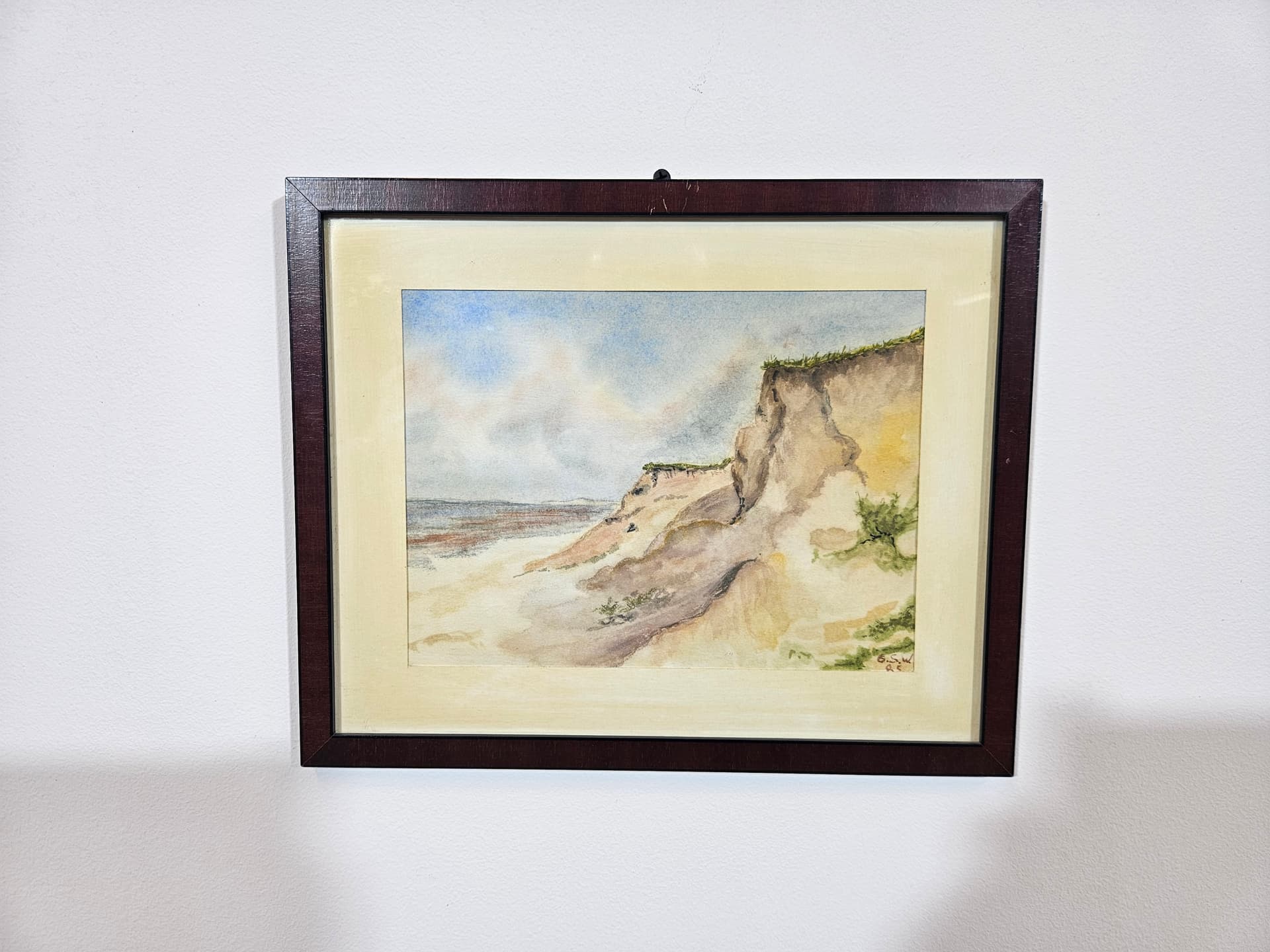 Artwork Wybrzeże, beige blue pastel, paper, 1980s, 26x32.5 cm - 365516
