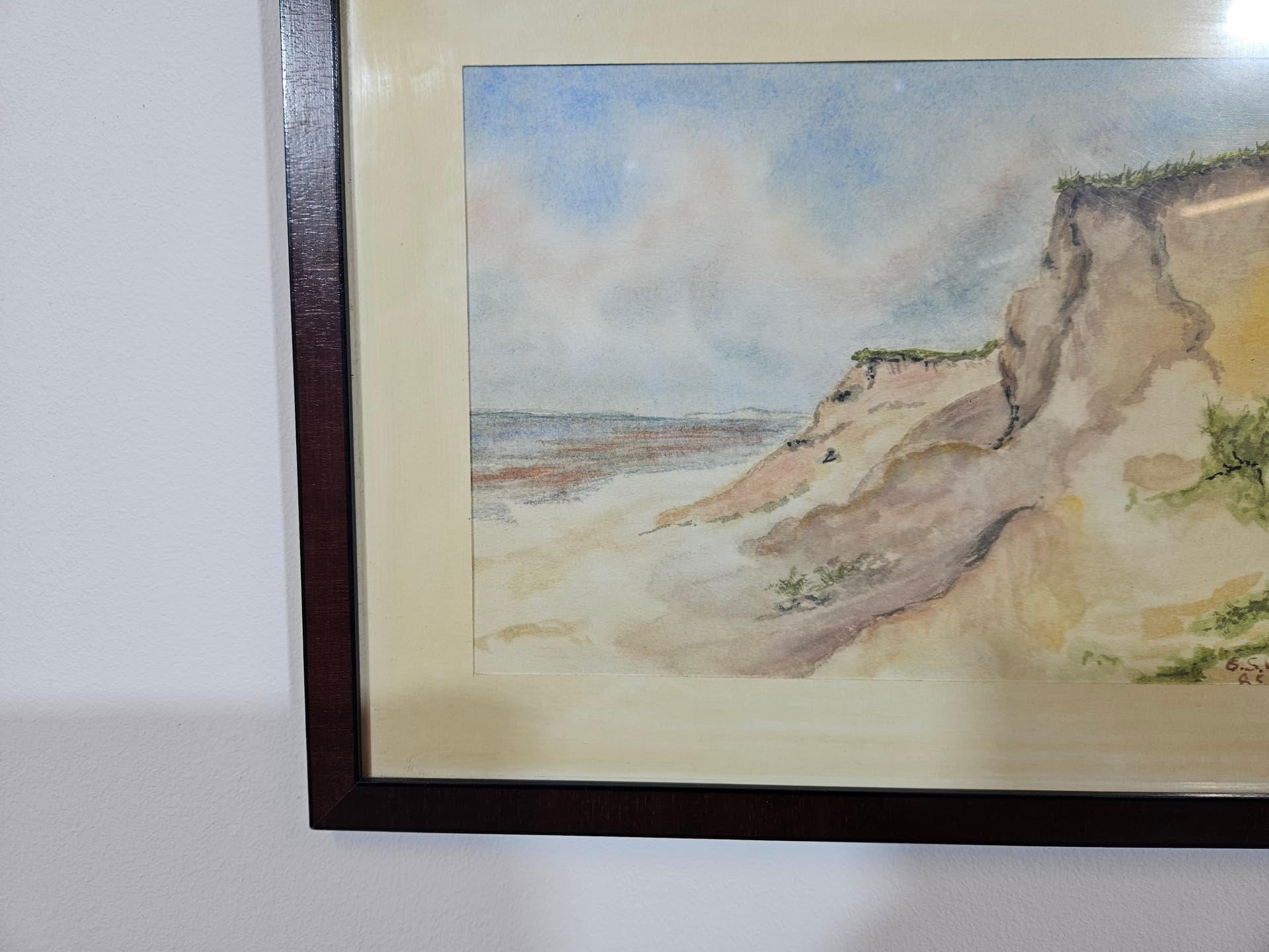 Artwork Wybrzeże, beige blue pastel, paper, 1980s, 26x32.5 cm - 365513