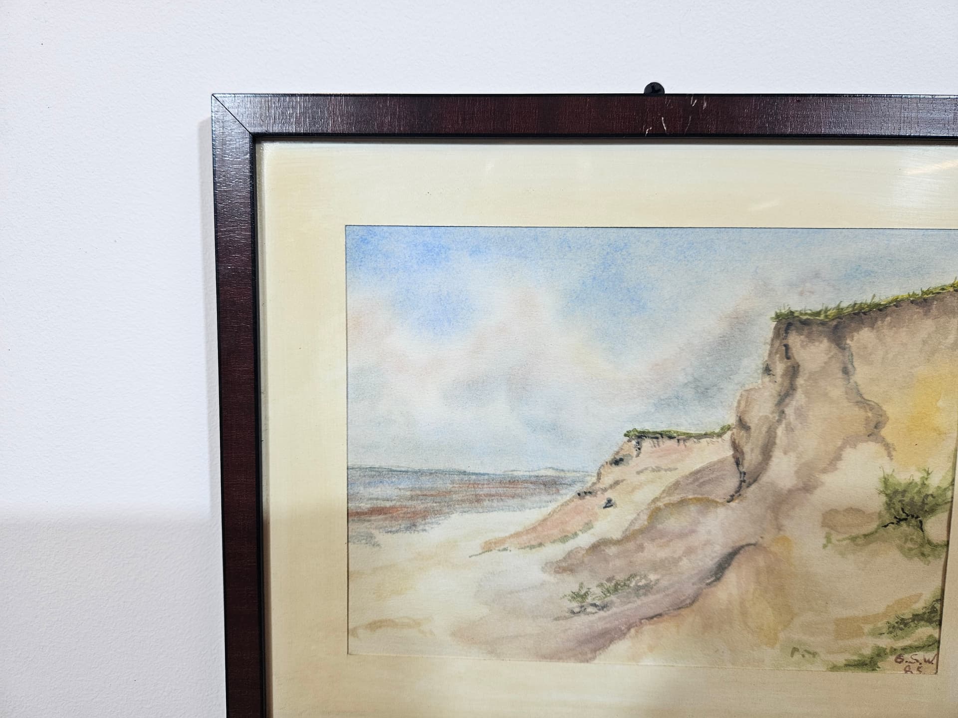 Artwork Wybrzeże, beige blue pastel, paper, 1980s, 26x32.5 cm - 365517