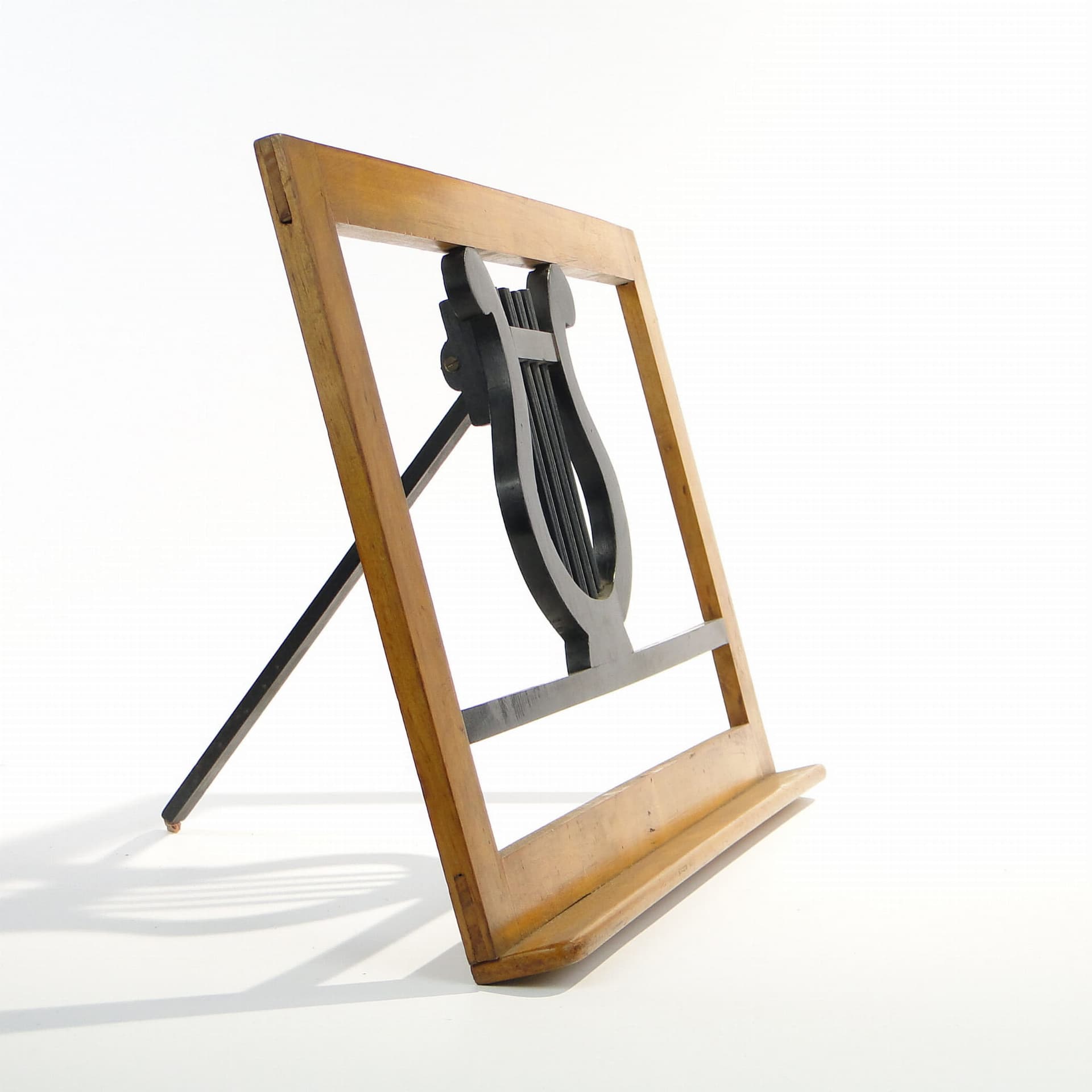Book Stand Biedermeier, brown wood, black detail, Poland, 1840s - 365531