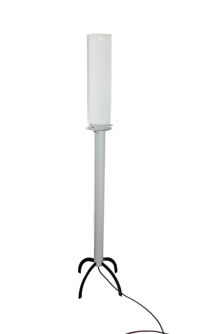 Floor lamp, grey metal, white glass shade, 1980s - DIMENSION