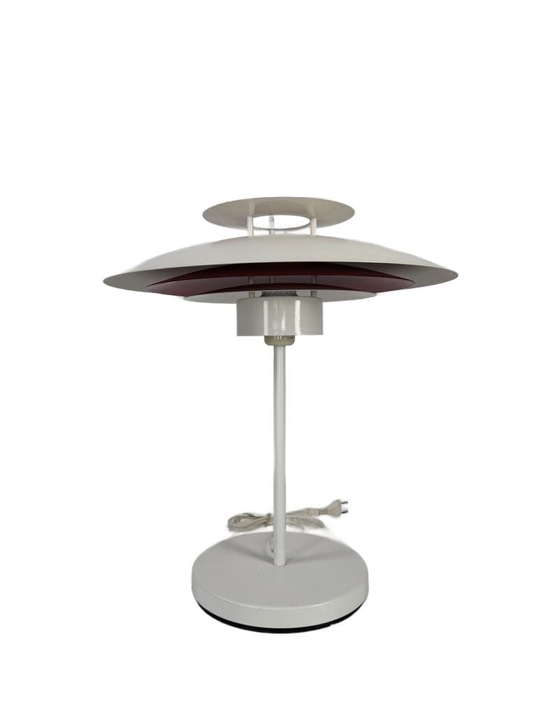 Table lamp, white, red, metal, Denmark, 1980s