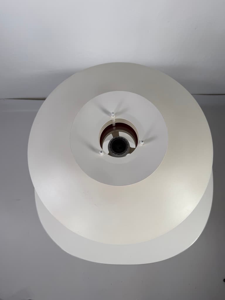 Table lamp, white, red, metal, Denmark, 1980s - 365719